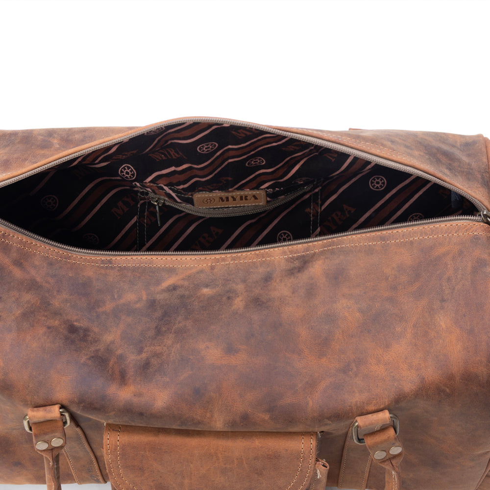 Myra Redmont Leather Traveller Bag in Amber Brown