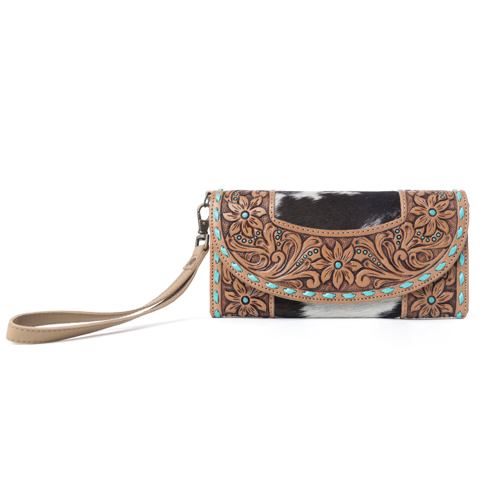 Myra Stoneflower Hairon Leather Women's Wallet in Onyx Pearl