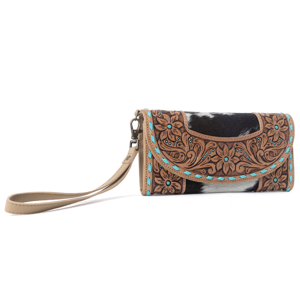 Myra Stoneflower Hairon Leather Women's Wallet in Onyx Pearl