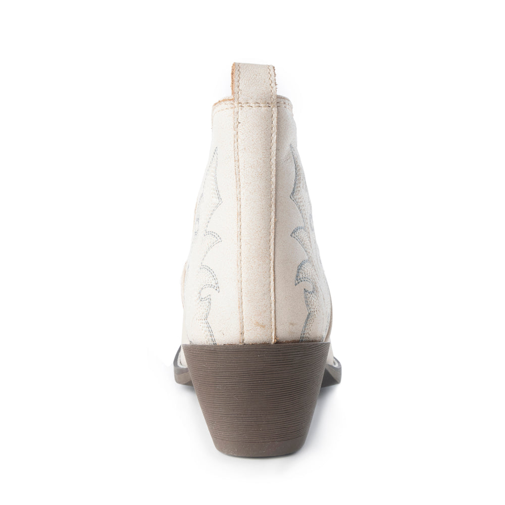 Myra Tempest Embroidered Cowgirl Booties in Ivory for Women in Genuine Leather with Snip Toe
