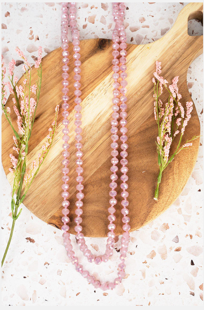 Baby Pink Taryn Beaded Endless Necklace