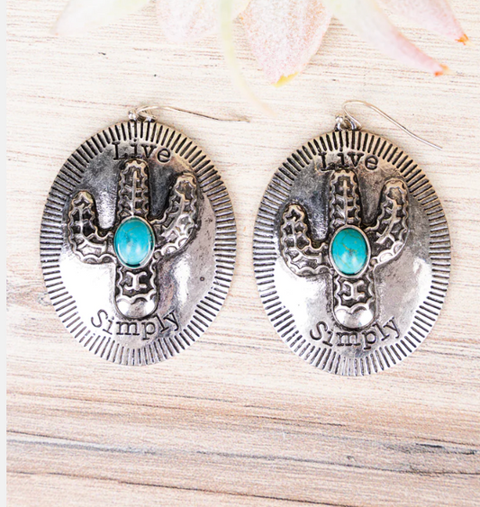 Live Simply Turquoise Cactus Earrings