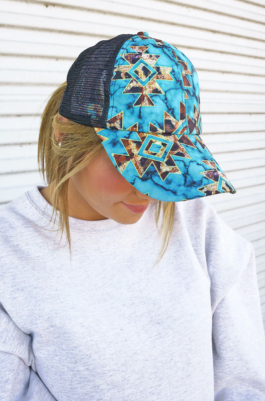 Blue Marble Falls Mesh Ponytail cap