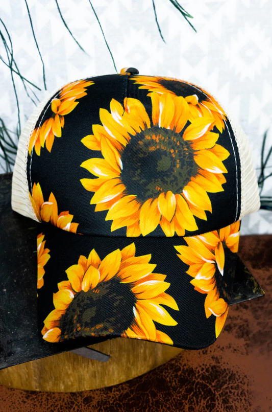 Sunflower Nights Mesh Ponytail Cap