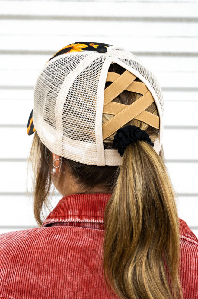 Sunflower Nights Mesh Ponytail Cap