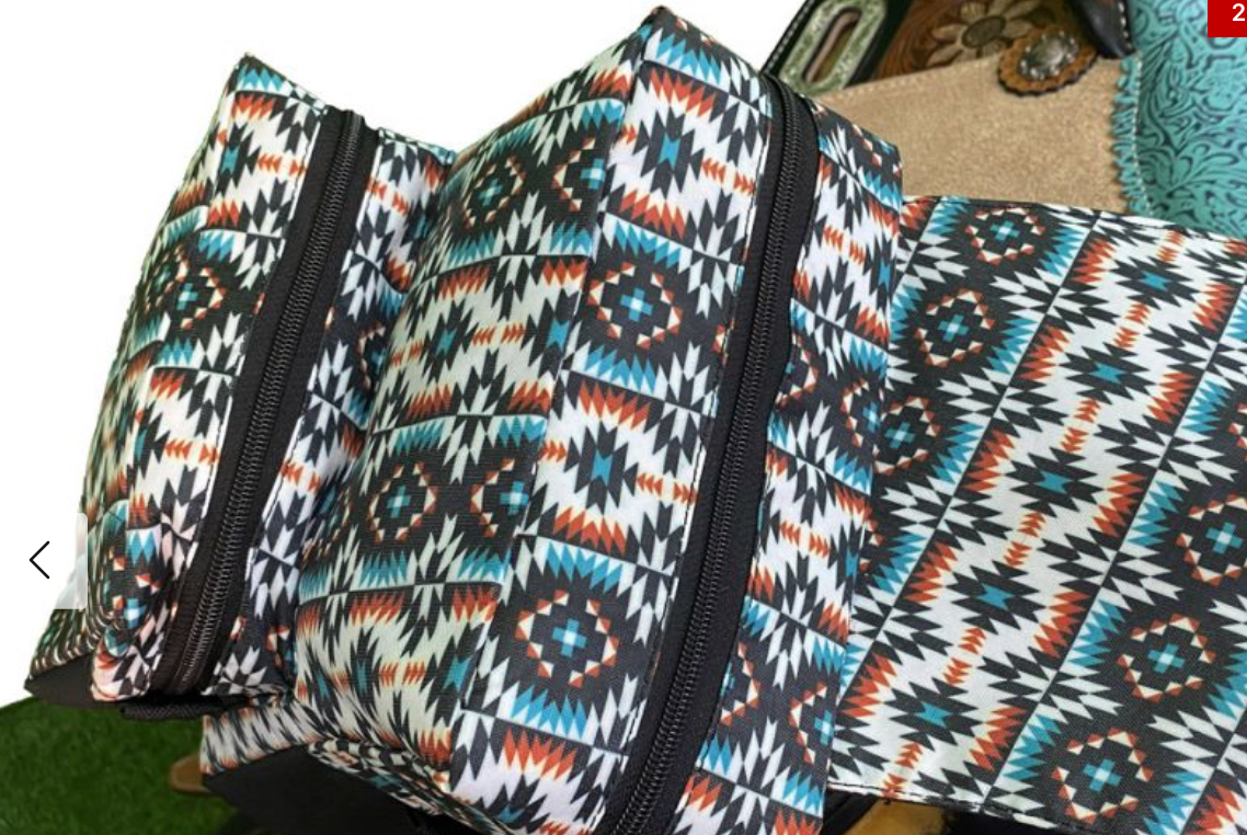 Teal and Orange Aztec Print Insulated Water Bottle Horn Bag