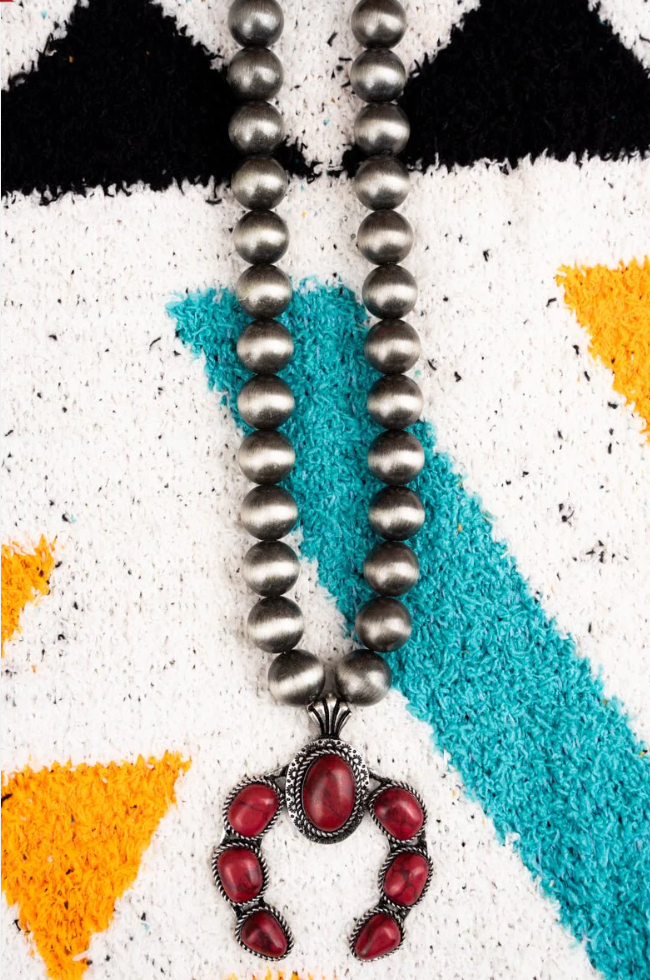 Red Shirebrook Navajo Inspired Pearl Necklace