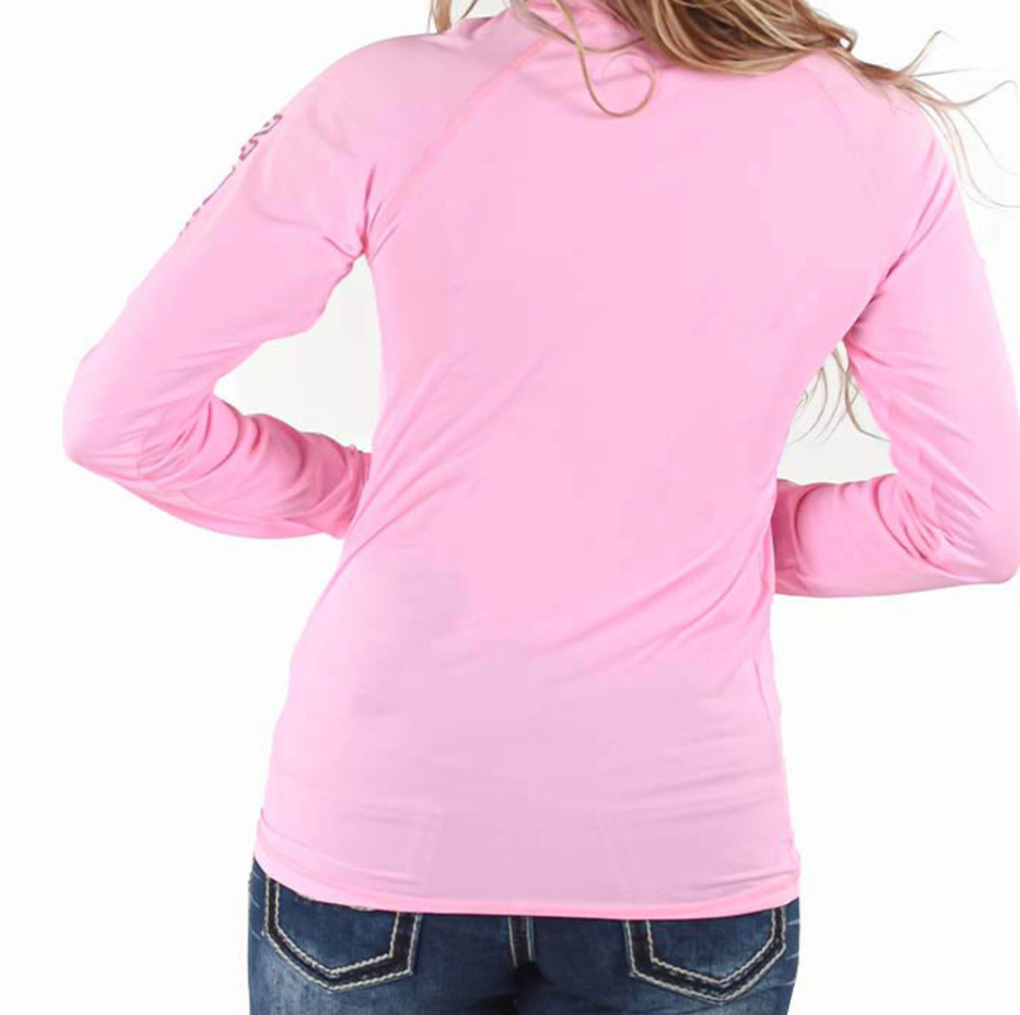 Cowgirl Tuff LS Breathe Tee-Cowgirl Tuff Athletic Design (Pink with Gray Print)