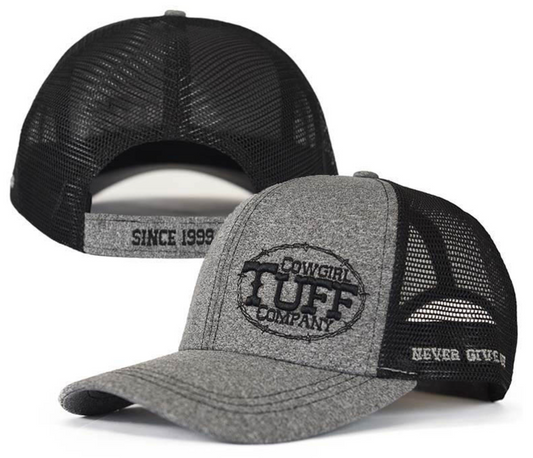 Cowgirl Tuff Trucker Cap with Heather Gray & Black Contrast Embroidery