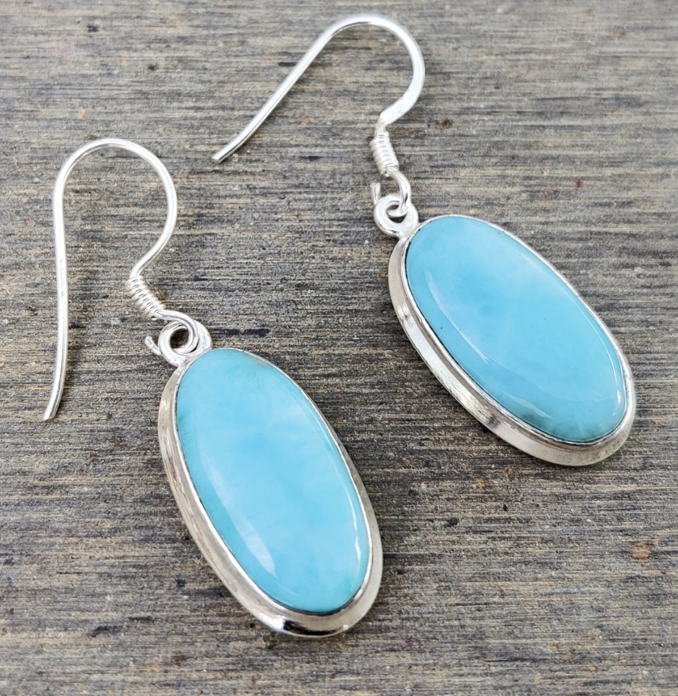 Larimar 925 Silver Earrings