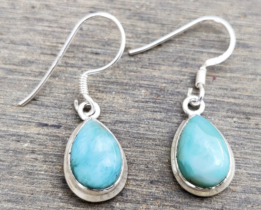 Larimar Tear Drop 925 SterlingSilver Earrings