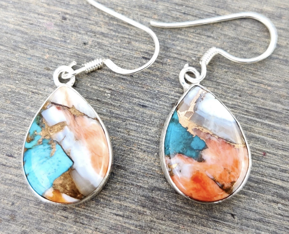 Oyster Turquoise 925  Silver Earrings