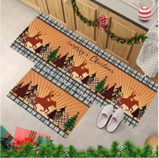 Merry Christmas 2 piece Non Slip Kitchen Rugs