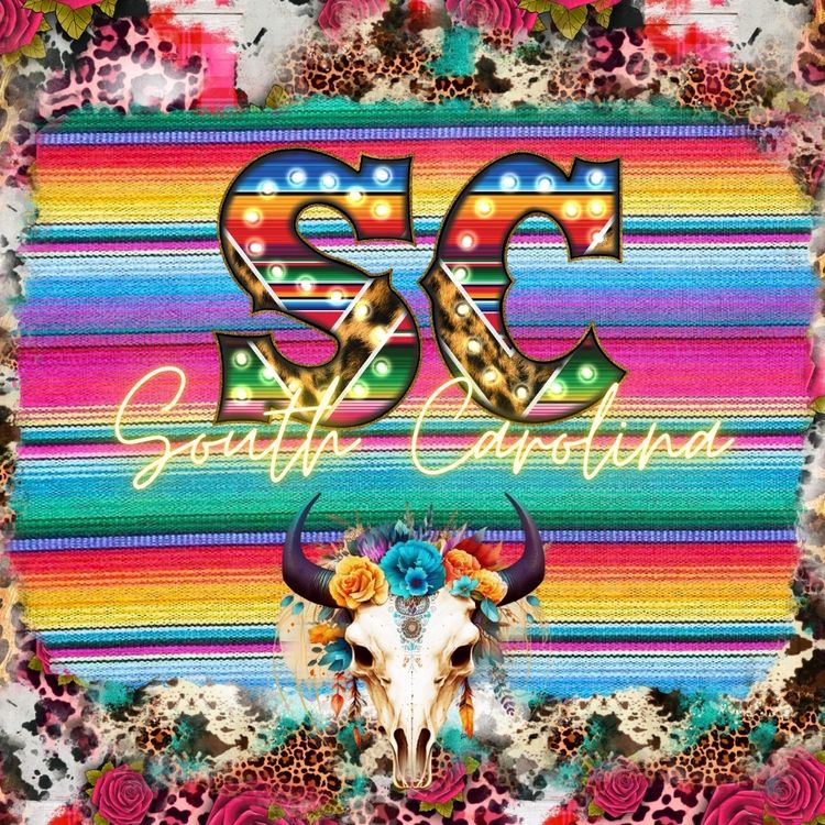 Pick Your State Serape Marquee Bullhead Square Neoprene Coasters 4 inch - Pick your State