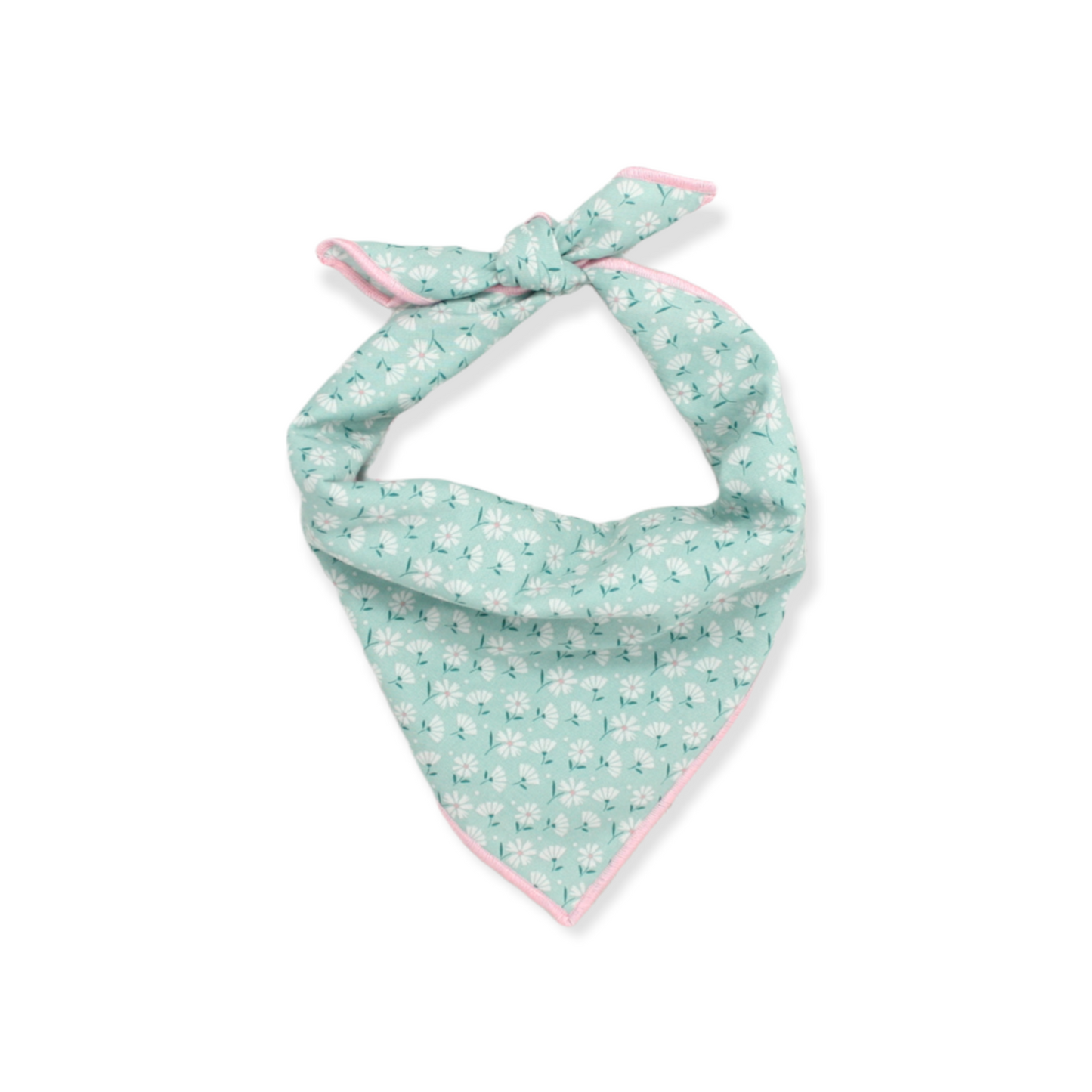 Teal & White Flowers Dog Bandana