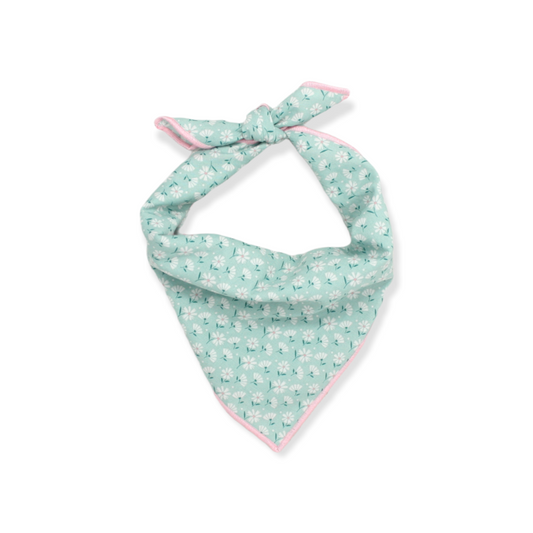 Teal & White Flowers Dog Bandana