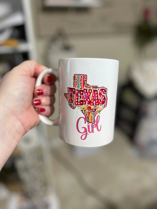 Texas Girl 15oz Coffee Mug Beautiful State of Texas BoHo