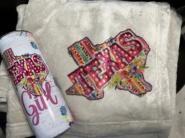 Texas Girl Double Insulated Tumbler and Throw Blanket - Bundle Sale