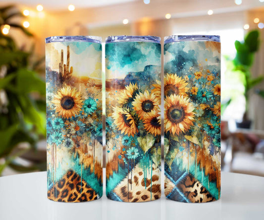 Leopard and Sunflower 20oz Tumbler