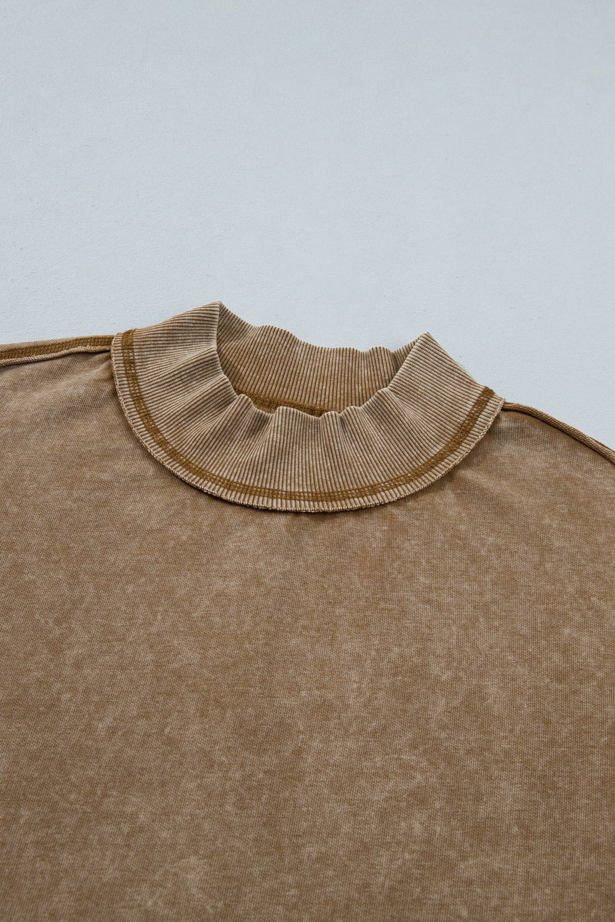 Mineral Wash Mock Neck Drop Shoulder Sweatshirt