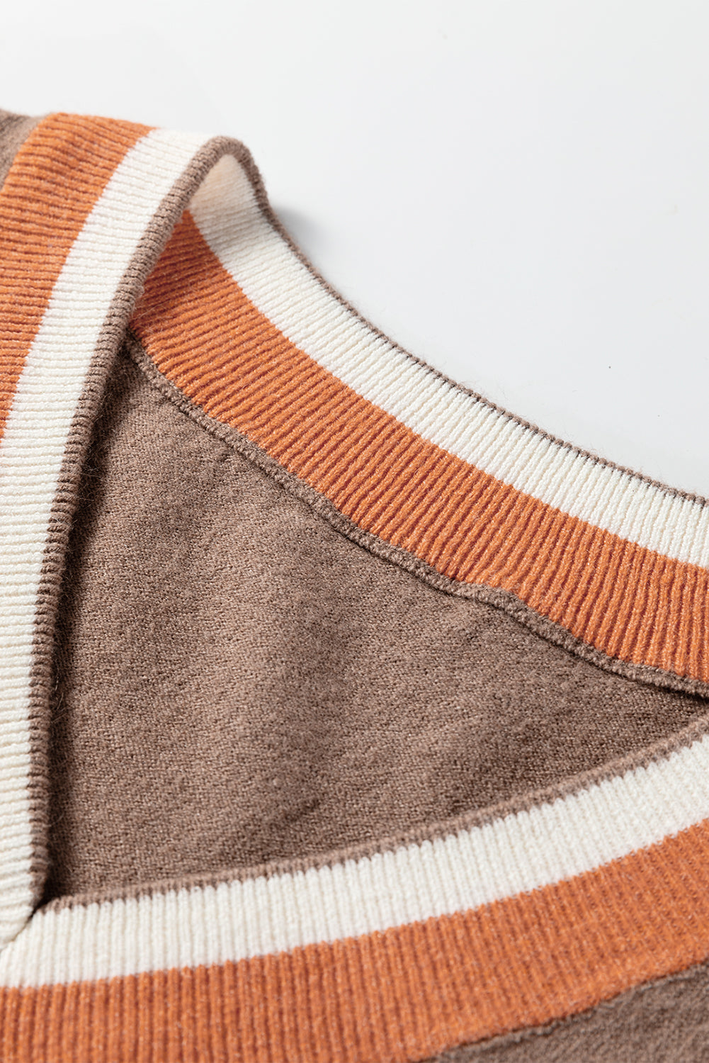 Varsity Stripe Contrast Trim V-Neck Sweater