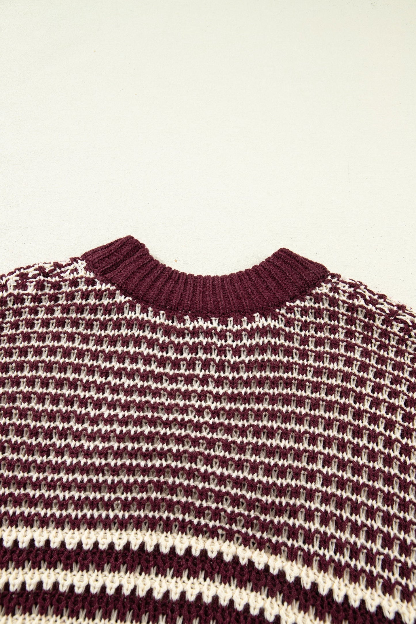 Stripe Draped 3/4 Sleeve Slouchy Sweater