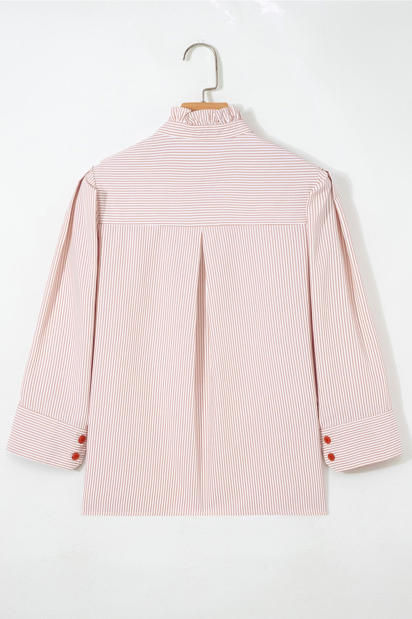 Stripe Colorblock Patchwork Frilled Collar Shirt