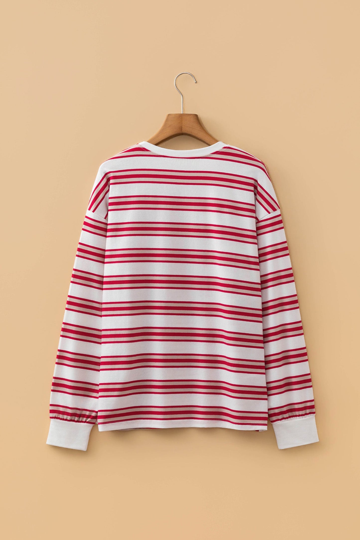 Stripe Drop Shoulder Long Sleeve Pullover Top