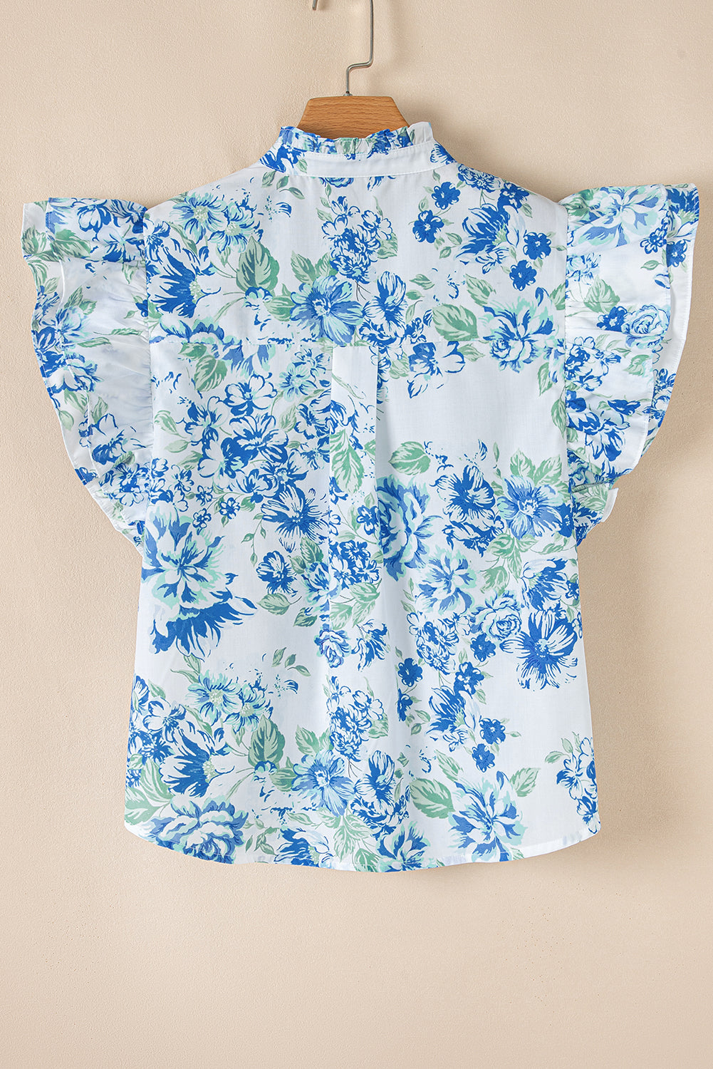 Floral Ruffle Sleeve Frilly Button-Up Shirt