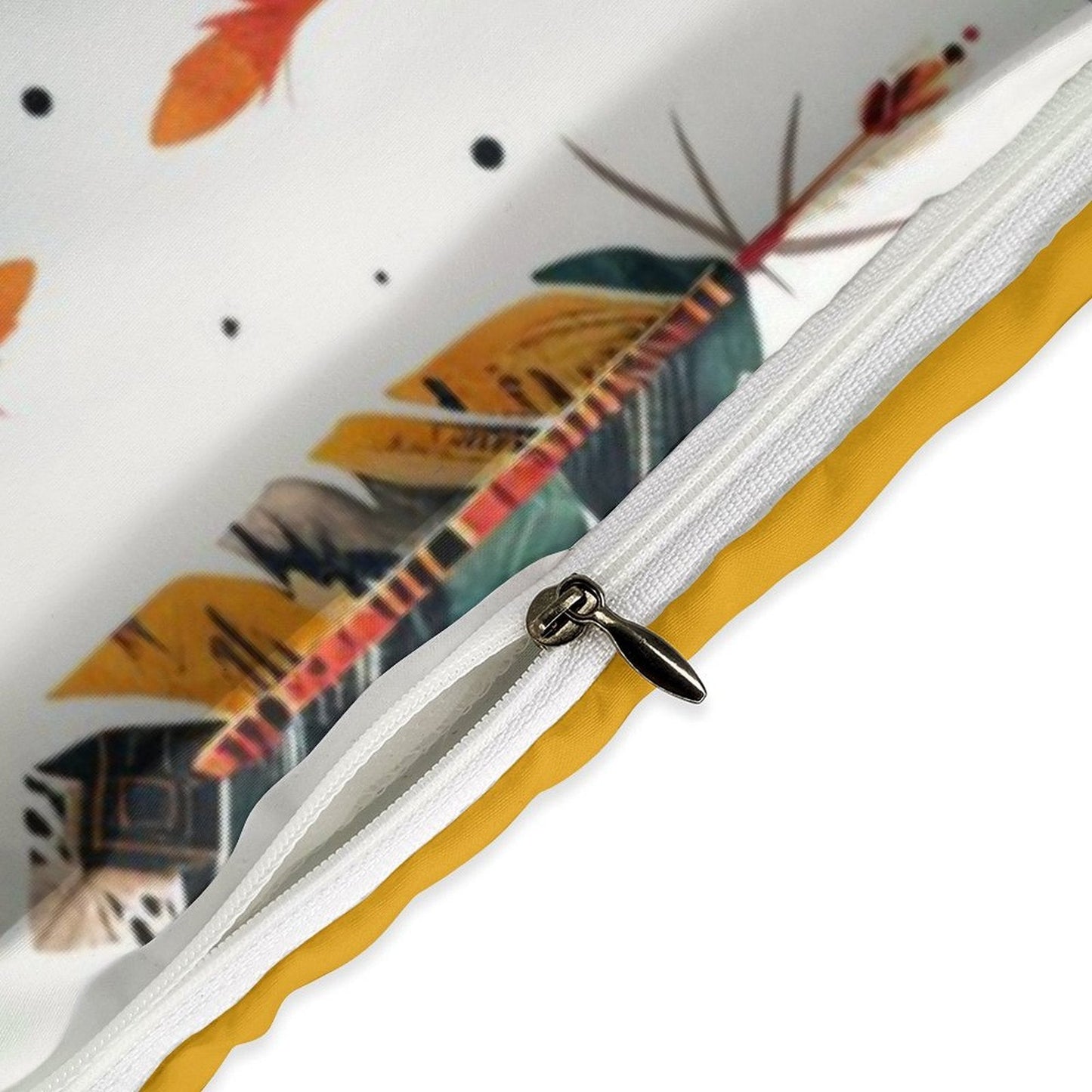 Boho Feather Print 3-Piece Bedding Set (1 Duvet Cover + 2 Pillow Shams) – 102"×90"