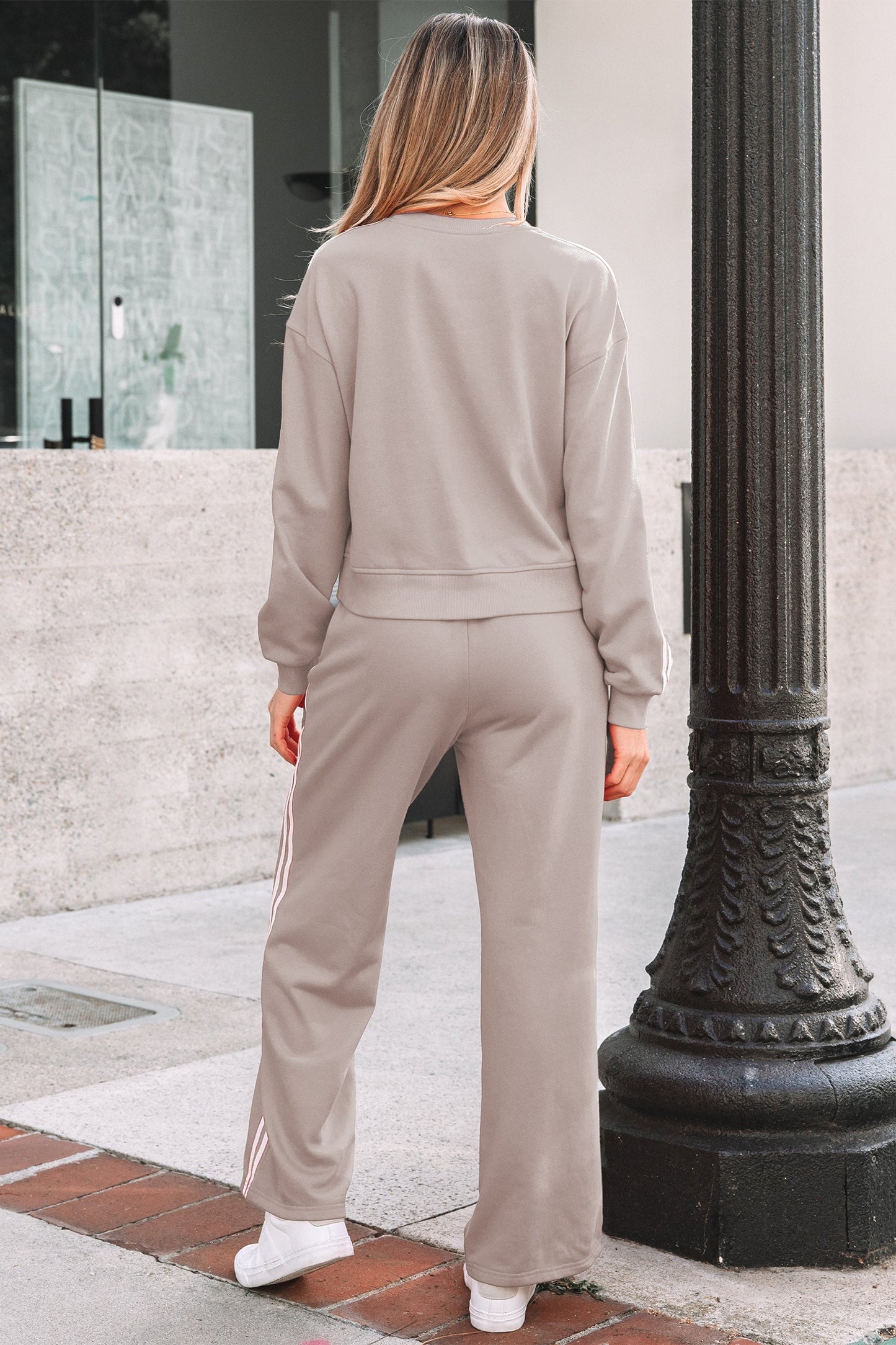 Varsity Stripe Detail Crewneck and Sweatpants Set