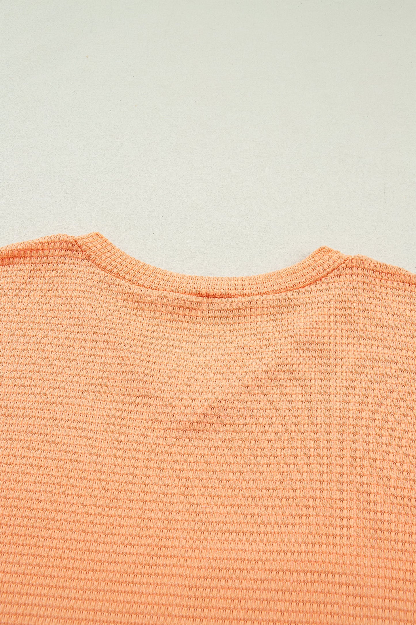 Solid Waffle Knit V-Neck Short Sleeve Top