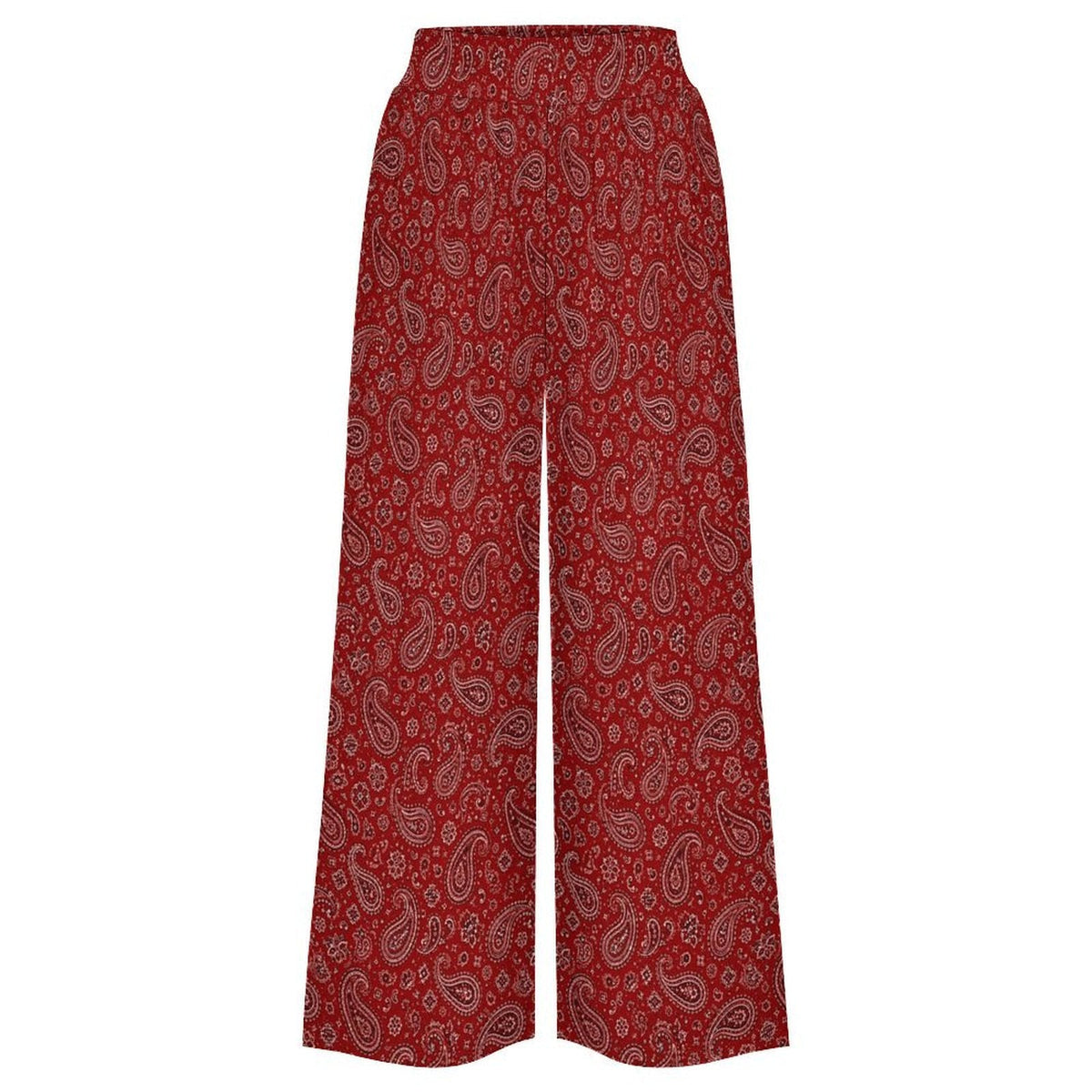 Baha Ranch Red Paisley Bandana Print High Waisted Wide Leg Pants