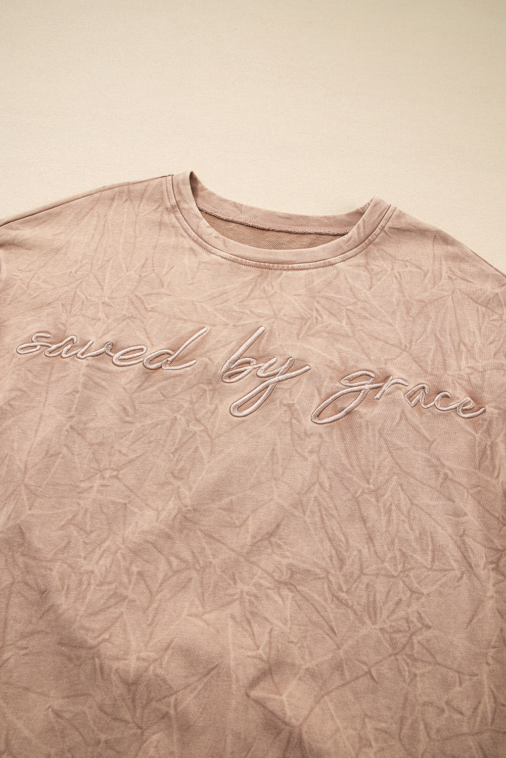 Saved by Grace Embroidered Mineral Wash Loose Sweatshirt