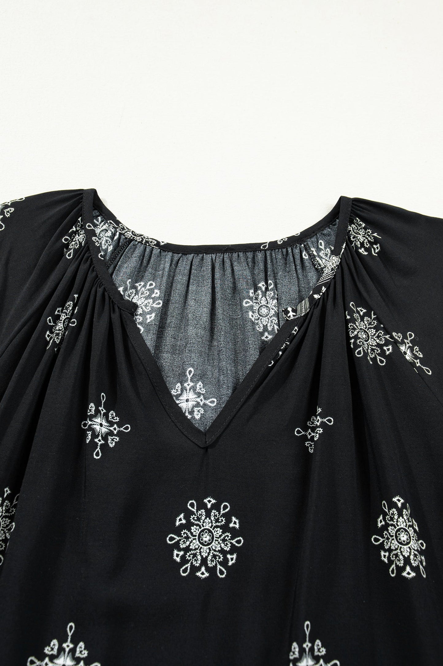 Plus Size Boho Floral Boho Notch V-Neck Top