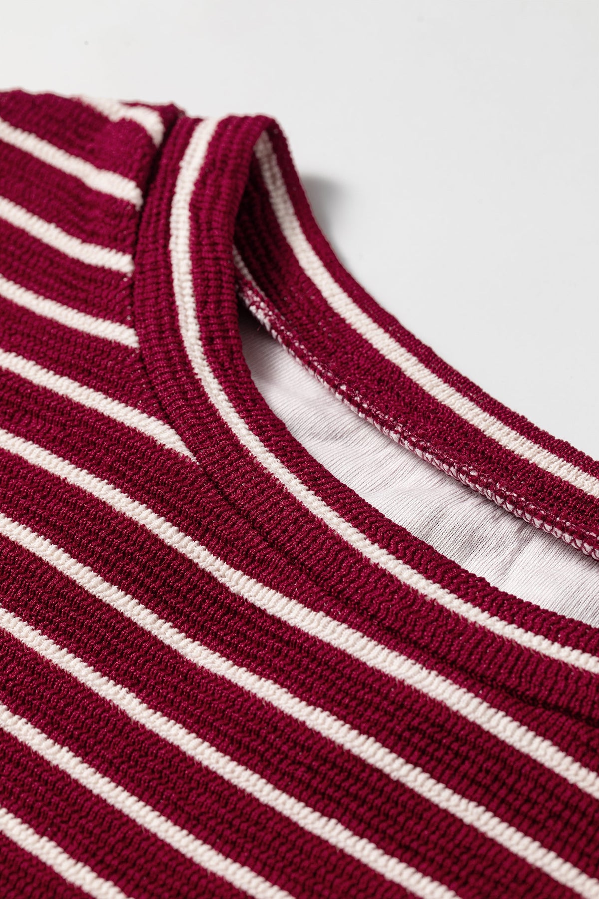 Stripe Round Neck Drop Shoulder Long Sleeve Top