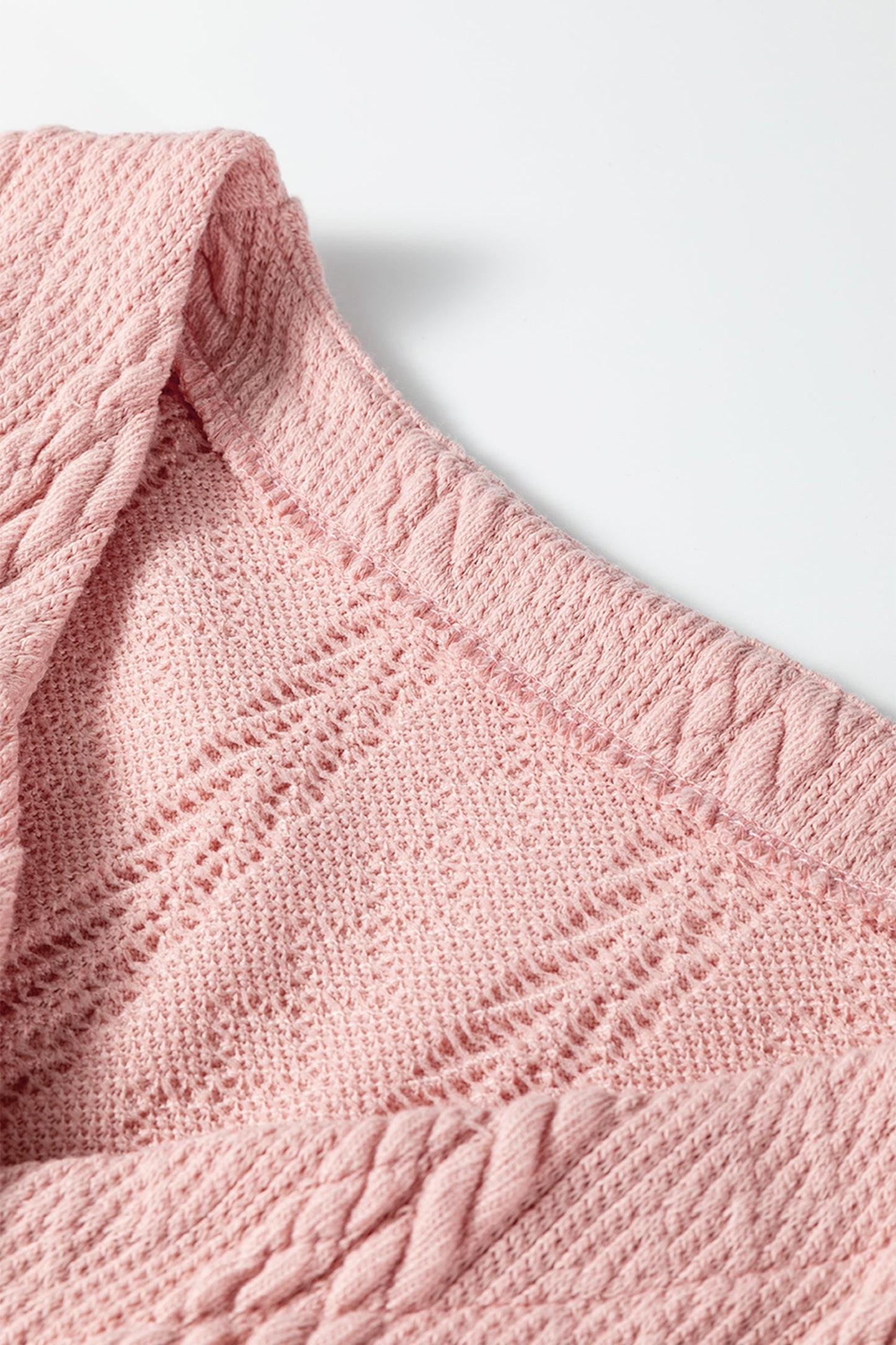 Cable Knit V-Neck Cardigan and Shorts Set