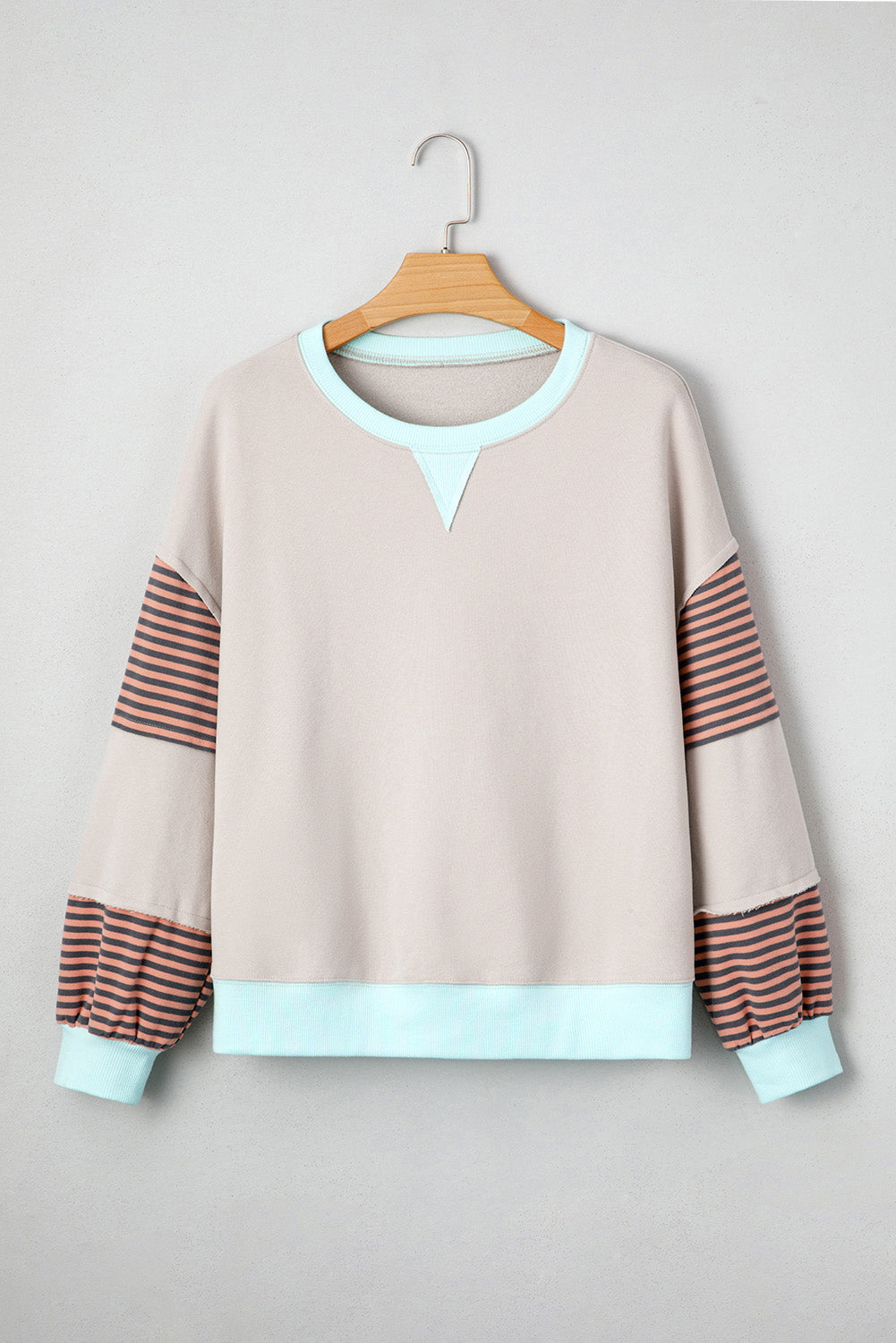 Stripe Colorblock Patchwork Drop Shoulder Sweatshirt