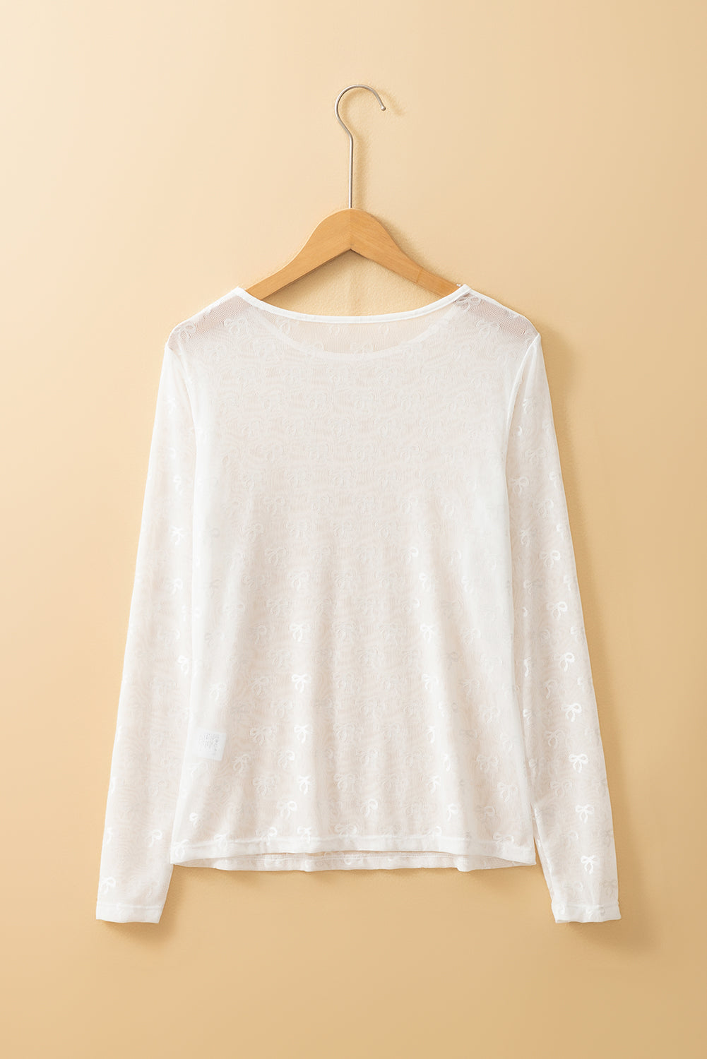 Bow Mesh Long Sleeve Top