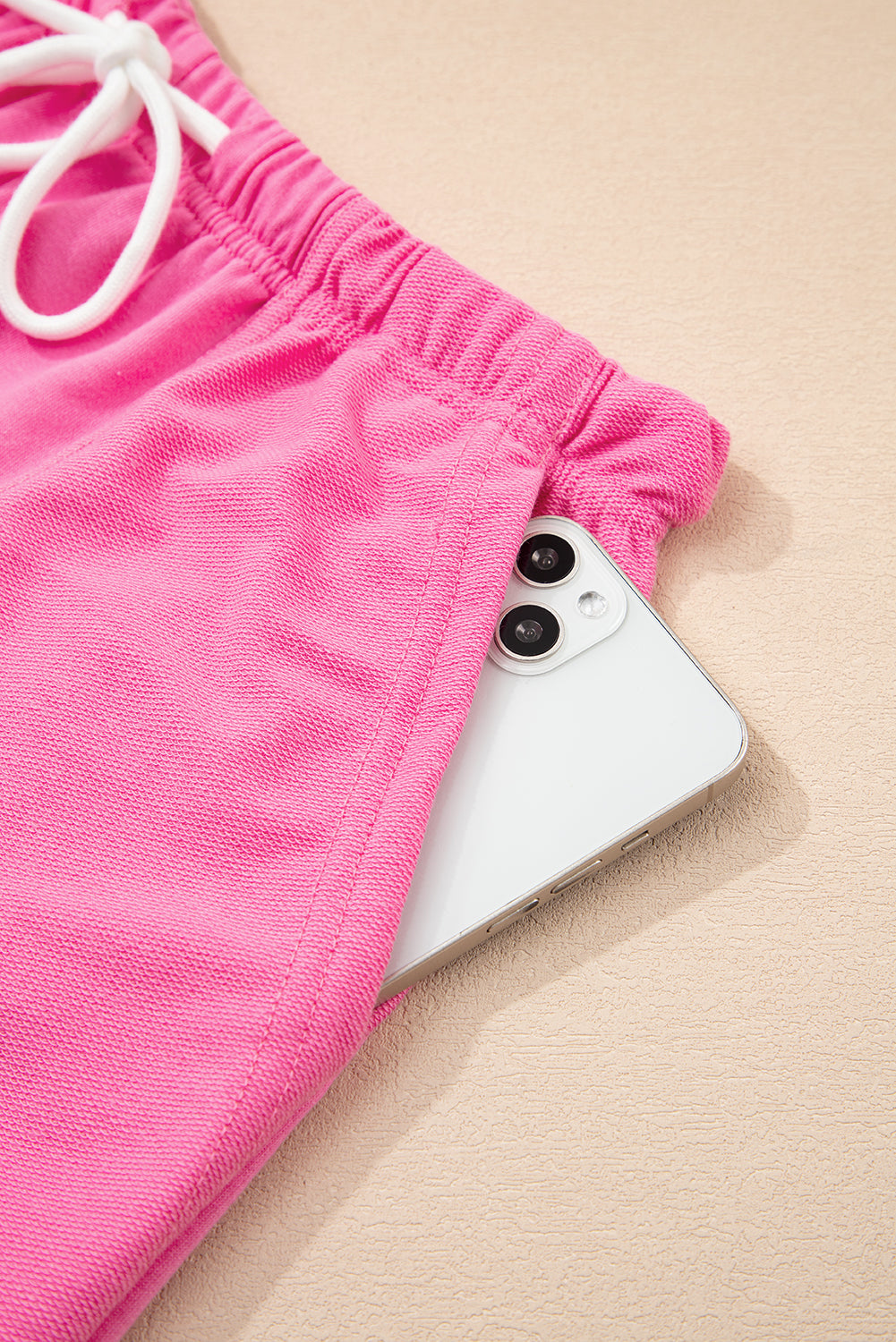 Solid V-Neck Tee and Drawstring Shorts Set