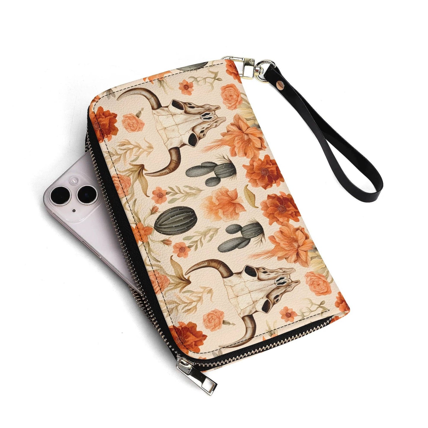 Wild West Western PU Leather Zip Up Wallet Handbag