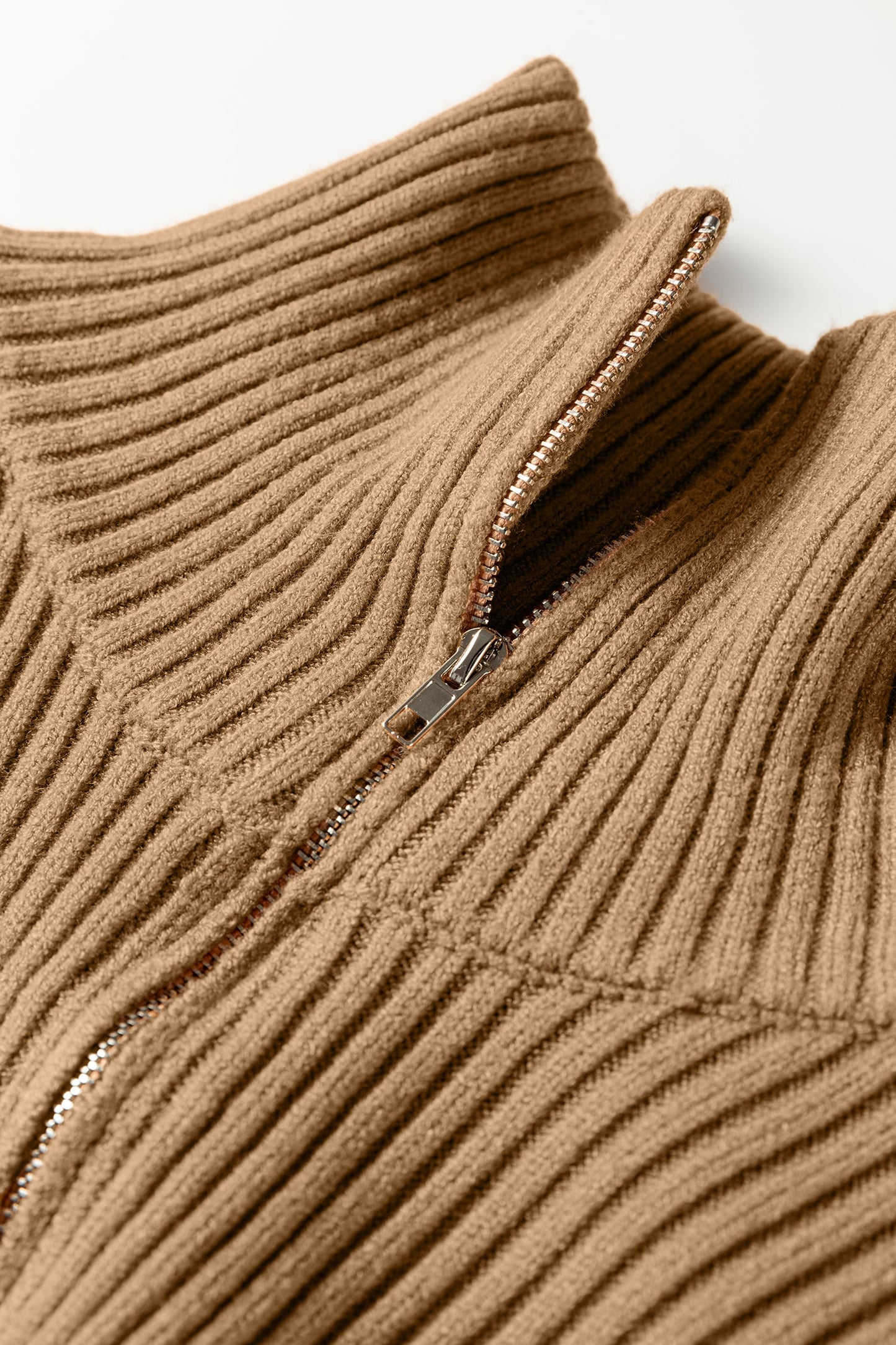 Colorblock Stripe Quarter Zip Collared Sweater