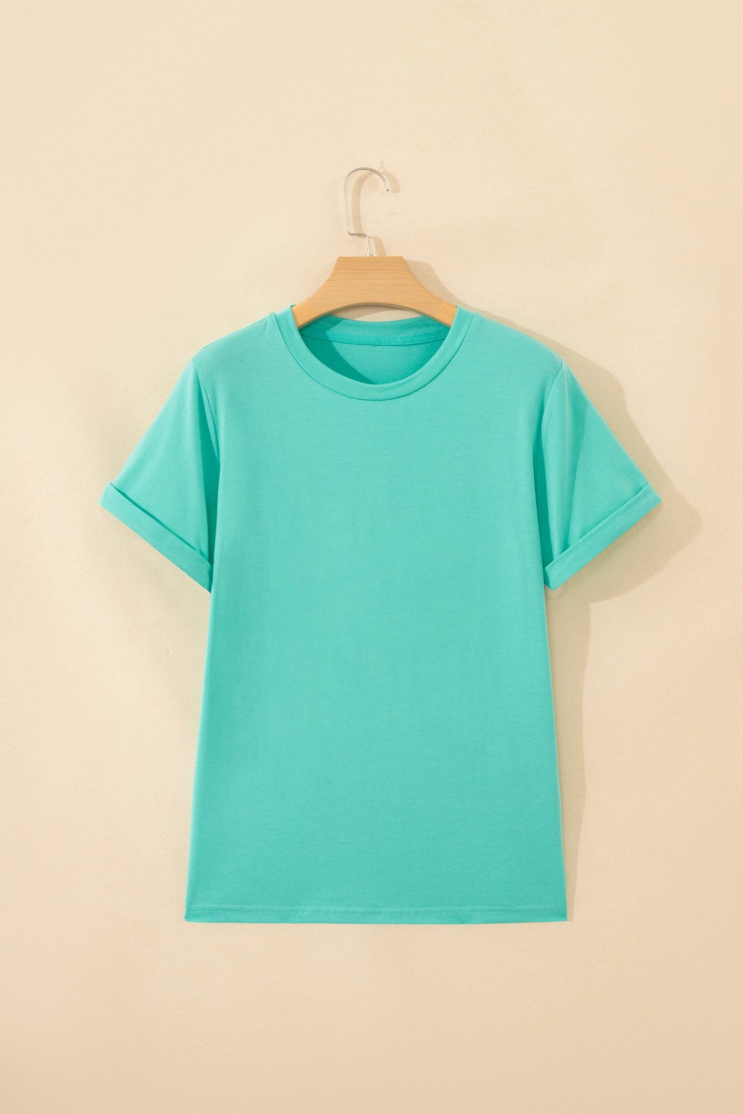 Solid Short Sleeve Crew Neck Tee