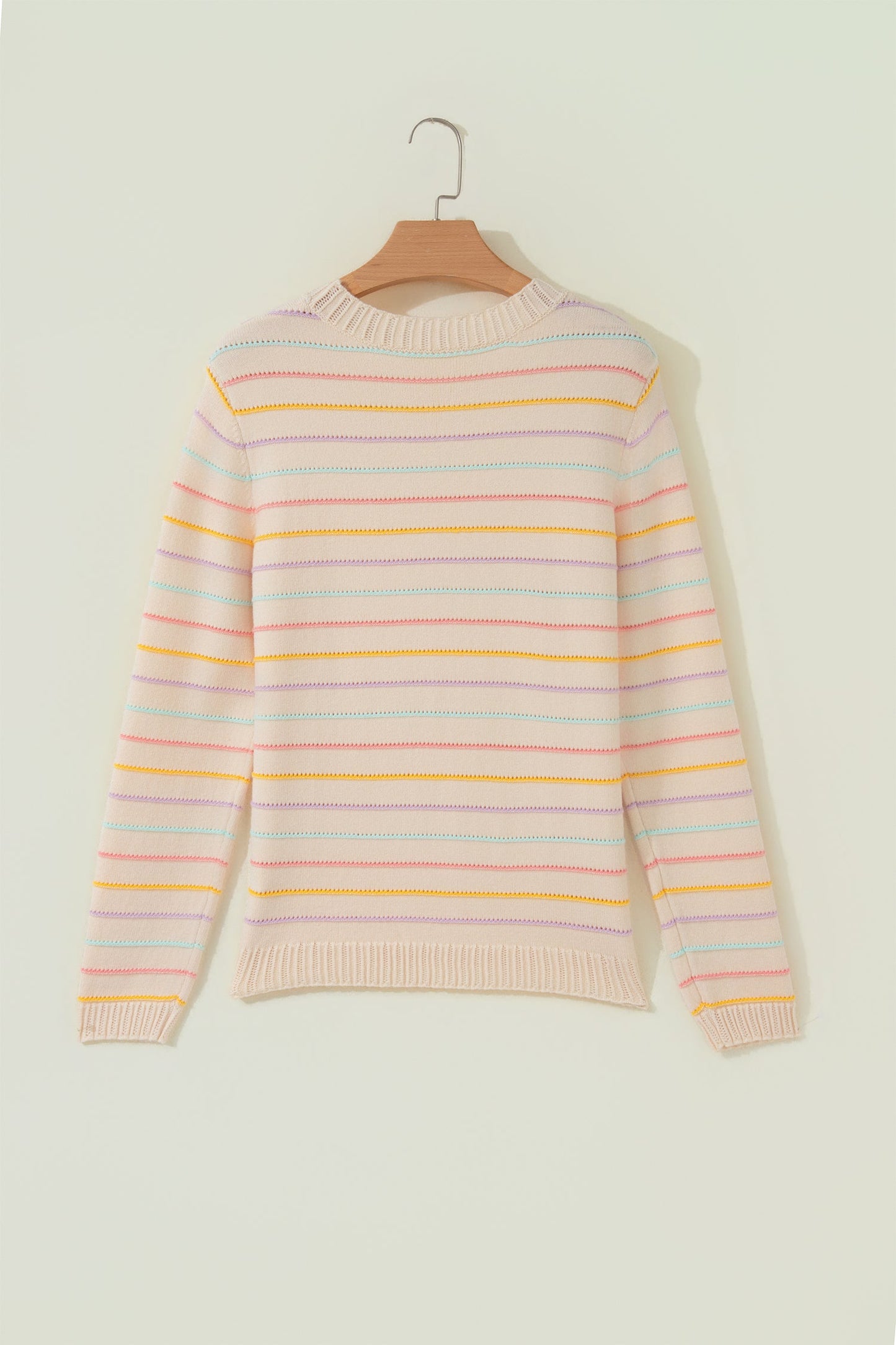 Stripe Crew Neck Long Sleeve Knit Sweater