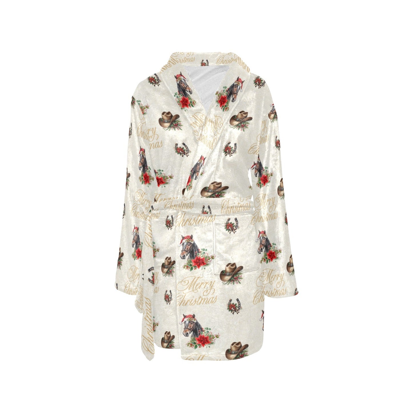 Christmas Horses Western Fleece Bathrobe