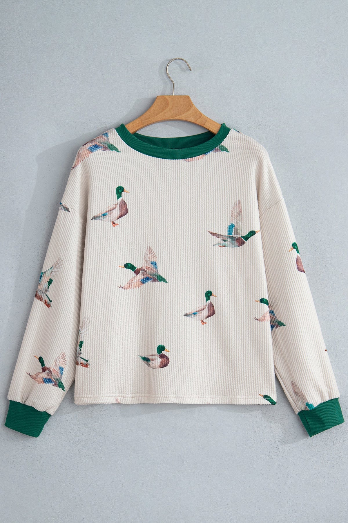 Plus Size Mallard Corded Knit Long Sleeve Top