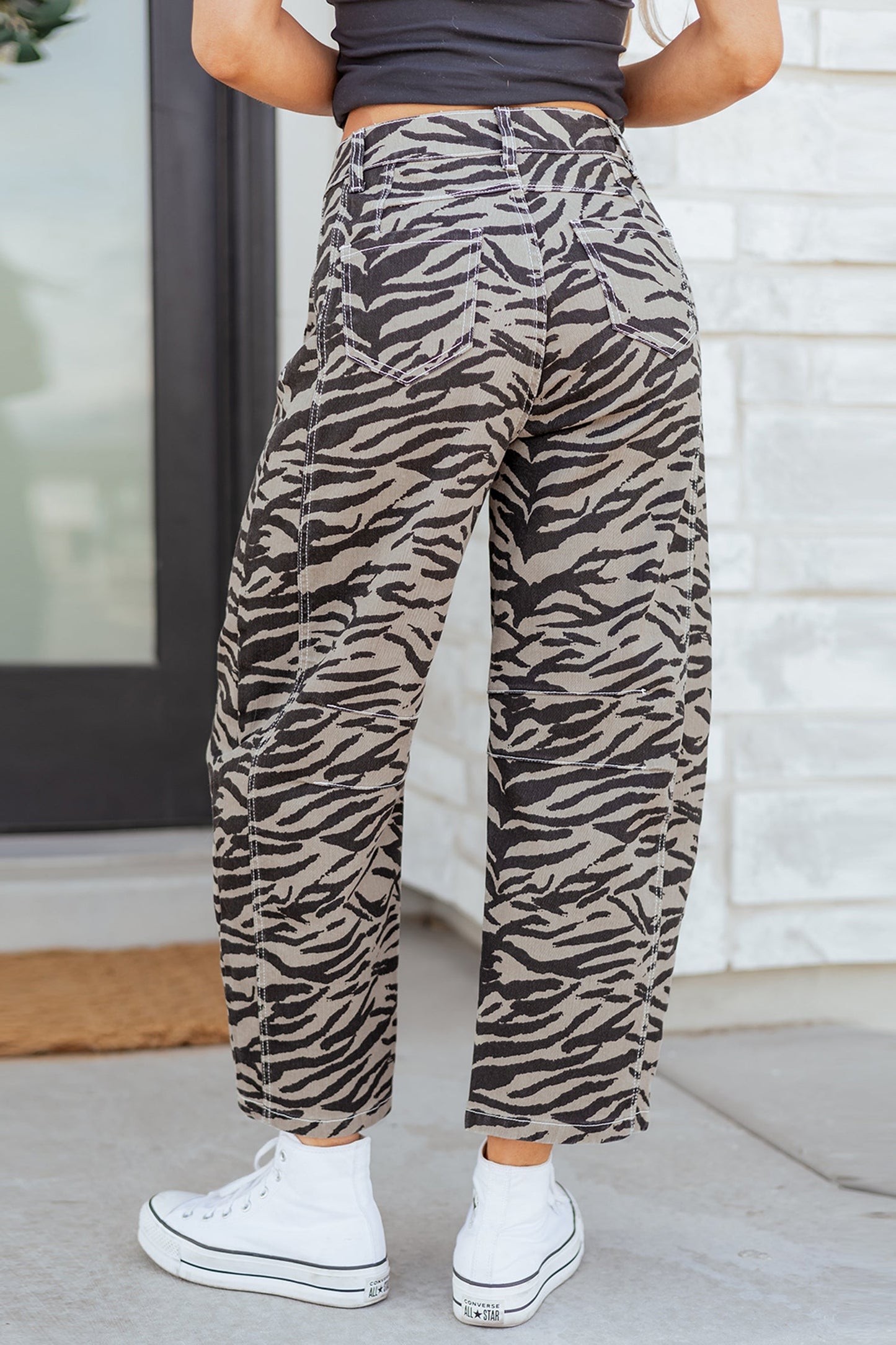 Zebra Stripe Wide Leg Jeans