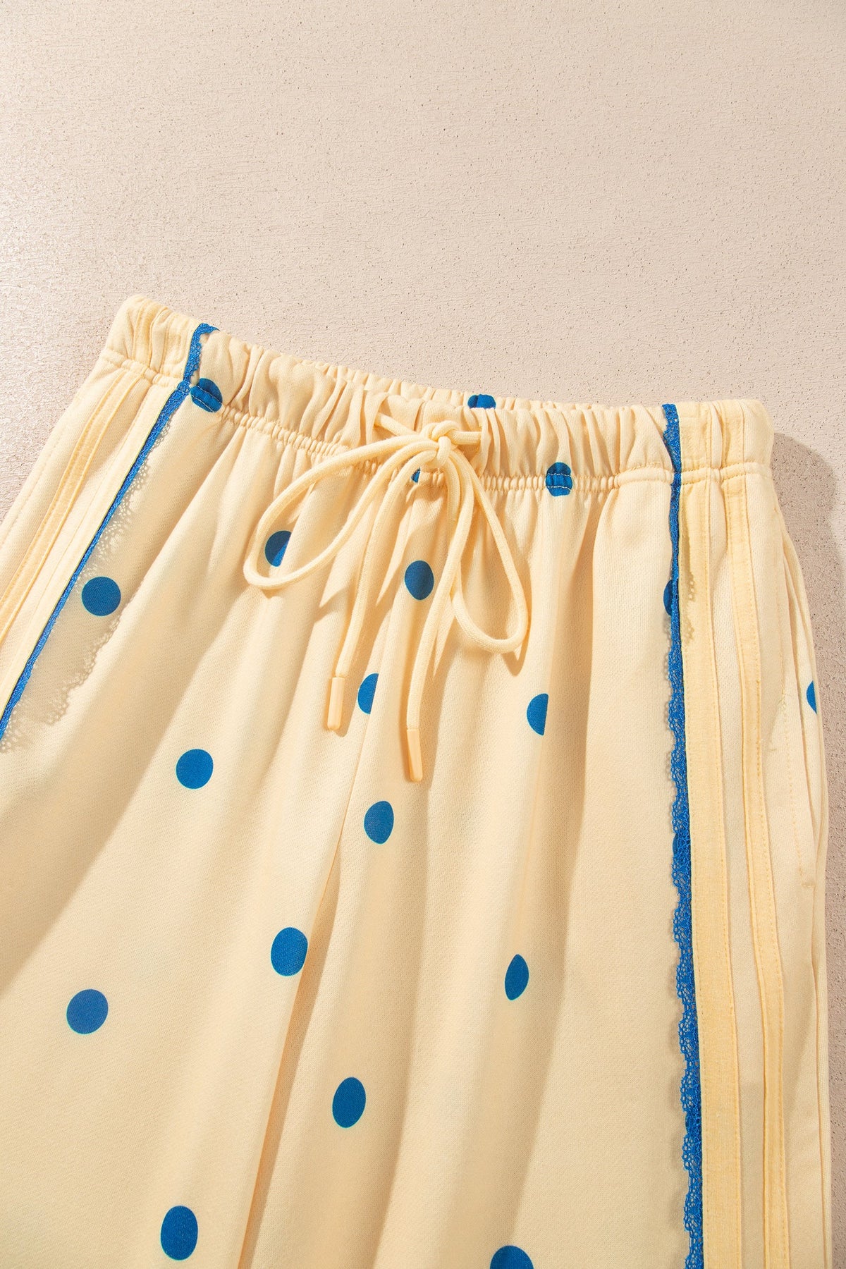 Polka Dot Patchwork Side Stripe Top & Pants Set