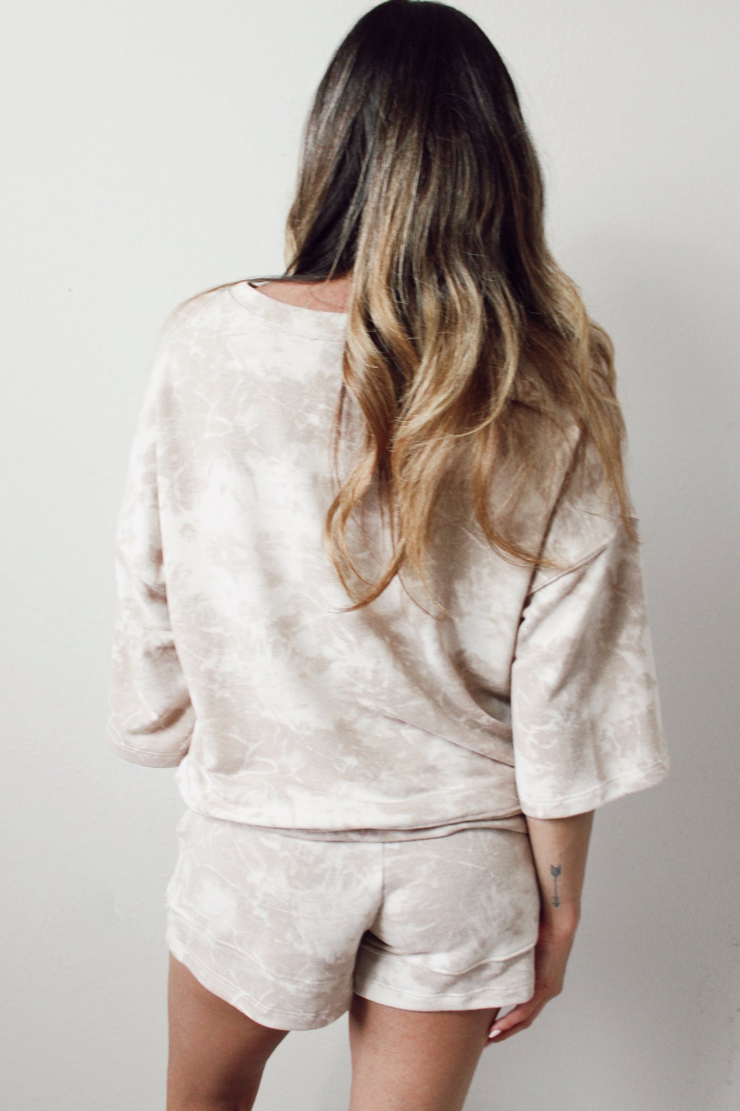 Tie Dye 3/4 Sleeve Top and Shorts Set
