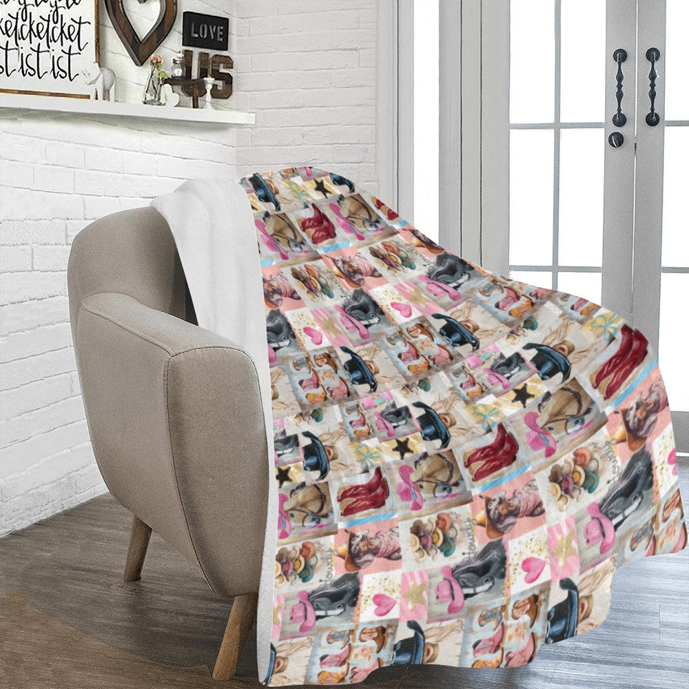 Danilo Painted Cowgirl Collage Throw Blanket 60" x 80" Ultra-Soft Micro Fleece Blanket 60" x 80" Made in America